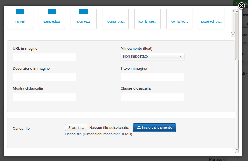 Schermata nuovo articolo di Joomla 3.x